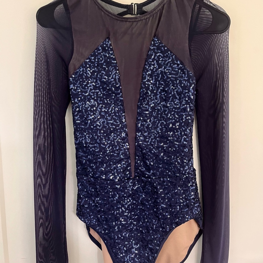 Balera Midnight Blue Sequin Kids Bodysuit